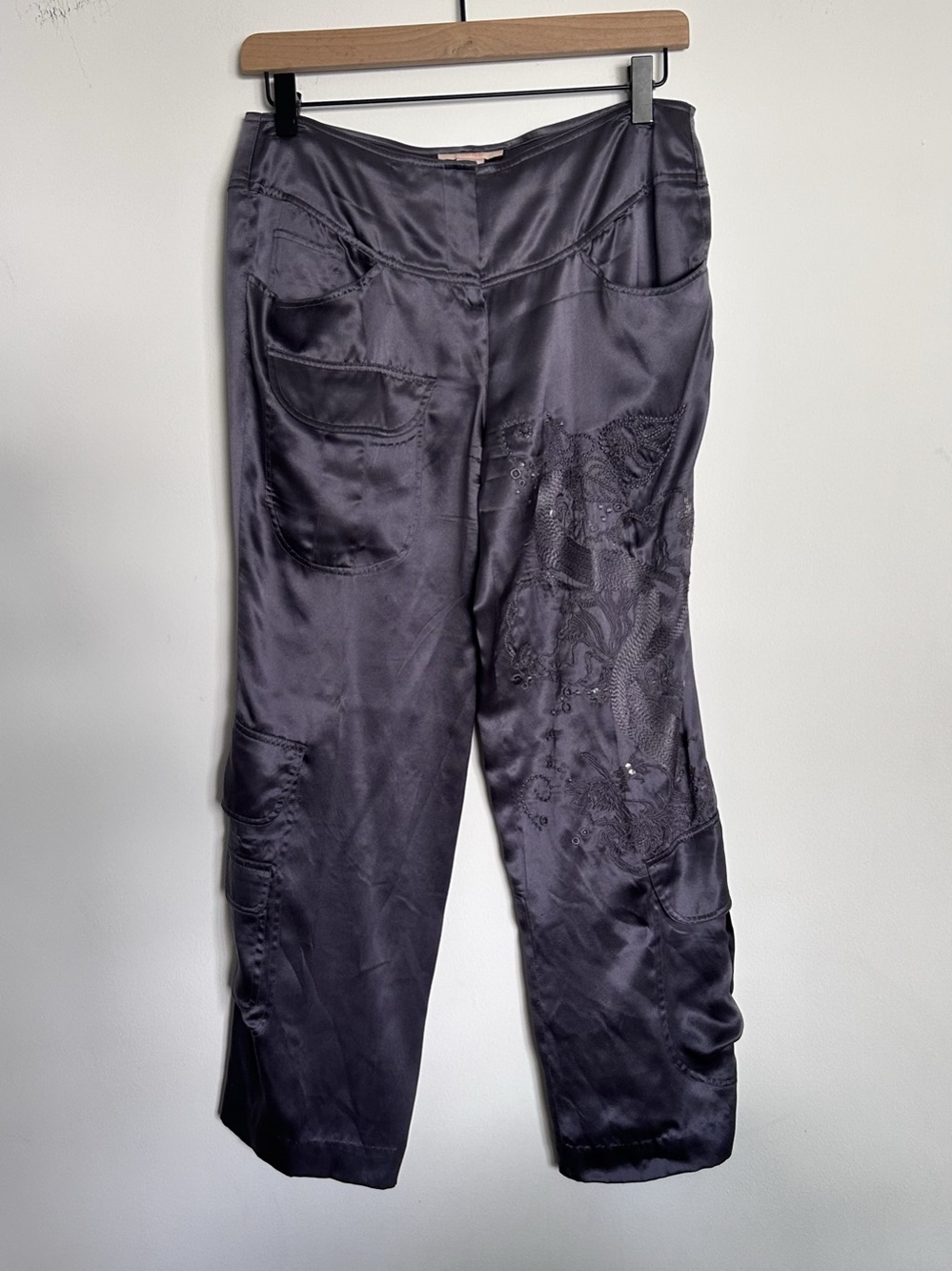 Y2K Silky Dragon Cargo Pants
